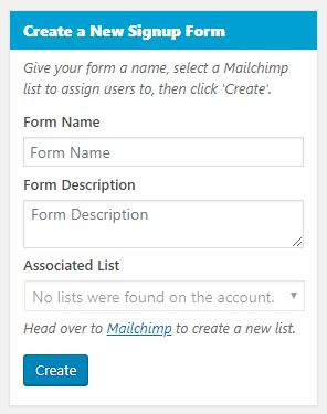 Blocked by Mailchimp - No lists were found on the account