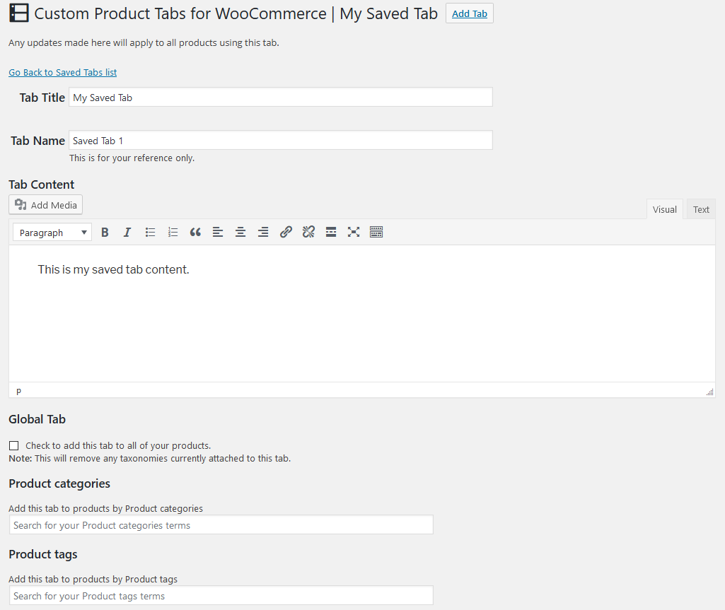 Custom Product Tabs Pro for WooCommerce Screenshot